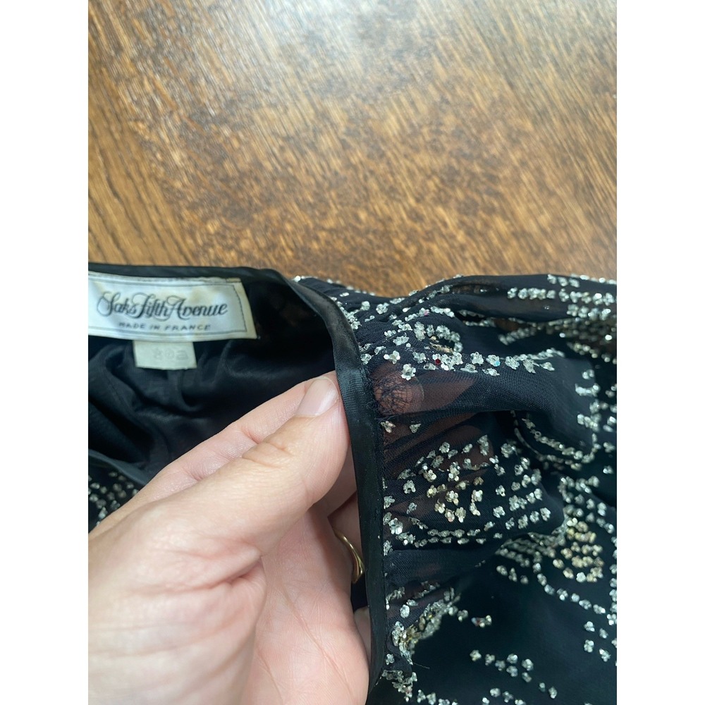 Vintage 80s Saks Fifth Avenue Gatsby Revival Glitter Motif Art Deco France - Picture 12 of 12